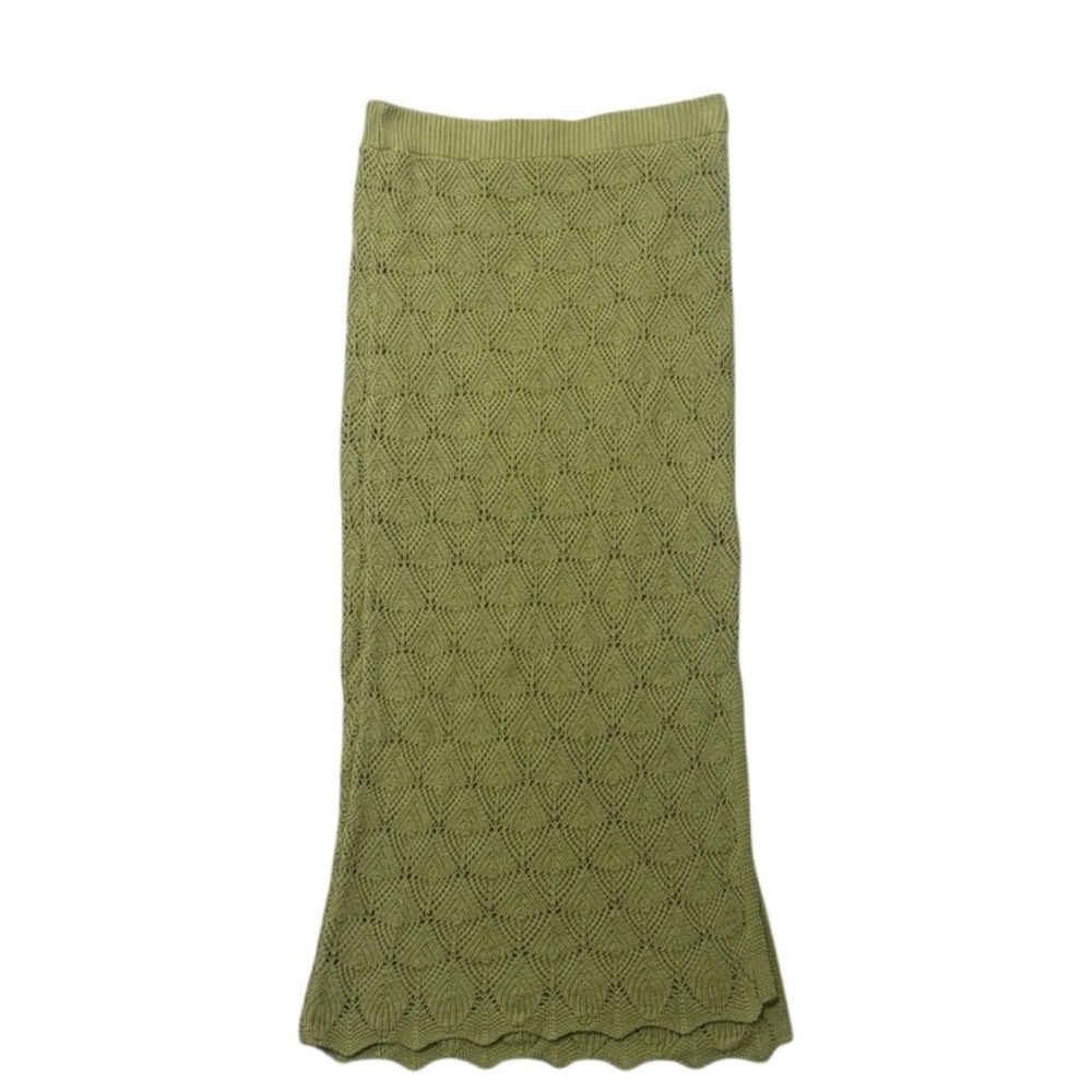 Anthropologie Textured Green Pencil Skirt